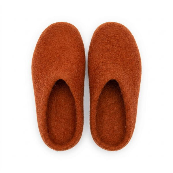 Handmade Wool Felt Slippers | Red, Orange & Warm Tones | Unisex House Shoes | 100% NZ Wool | Namaste Artisans