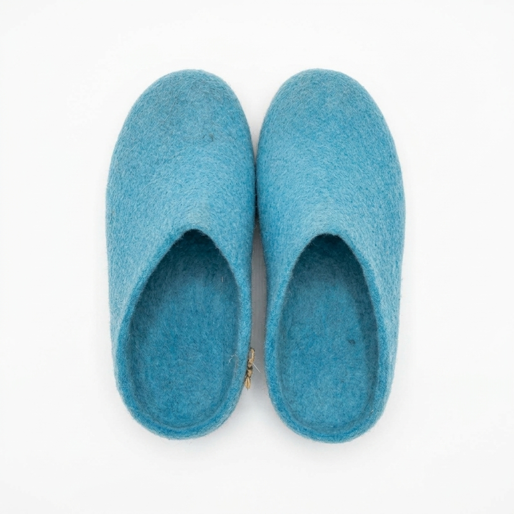 Handgefertigte Filzhausschuhe aus Wolle | Blau, Lavendel & Gelb | Unisex Hausschuhe | 100% Neuseelandwolle | Namaste Artisans