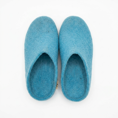 Handgefertigte Filzhausschuhe aus Wolle | Blau, Lavendel & Gelb | Unisex Hausschuhe | 100% Neuseelandwolle | Namaste Artisans