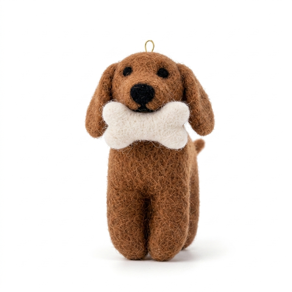 Handmade Wool Felt Spaniel Dog Ornament