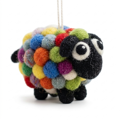 Handmade Wool Felt Colourful Sheep Ornament