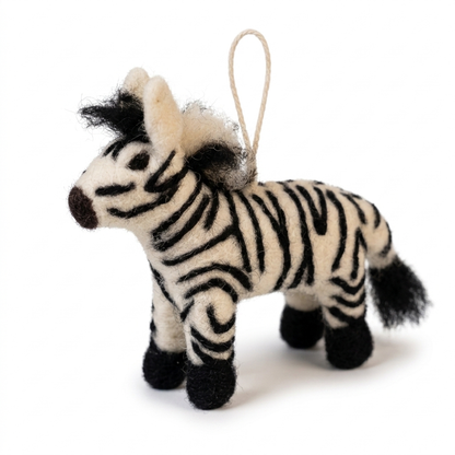 Handmade Wool Felt Zebra Ornament