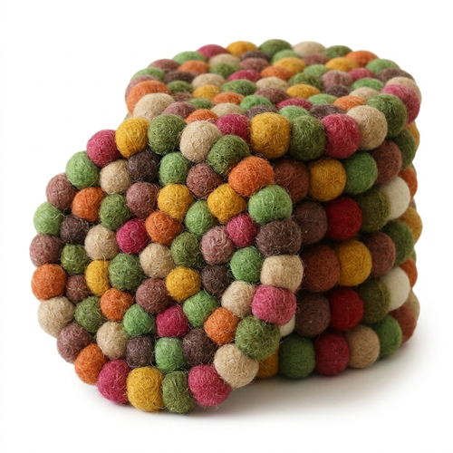 Autumn Mix / Earth Tone Wool Felt Coasters – Set of 4