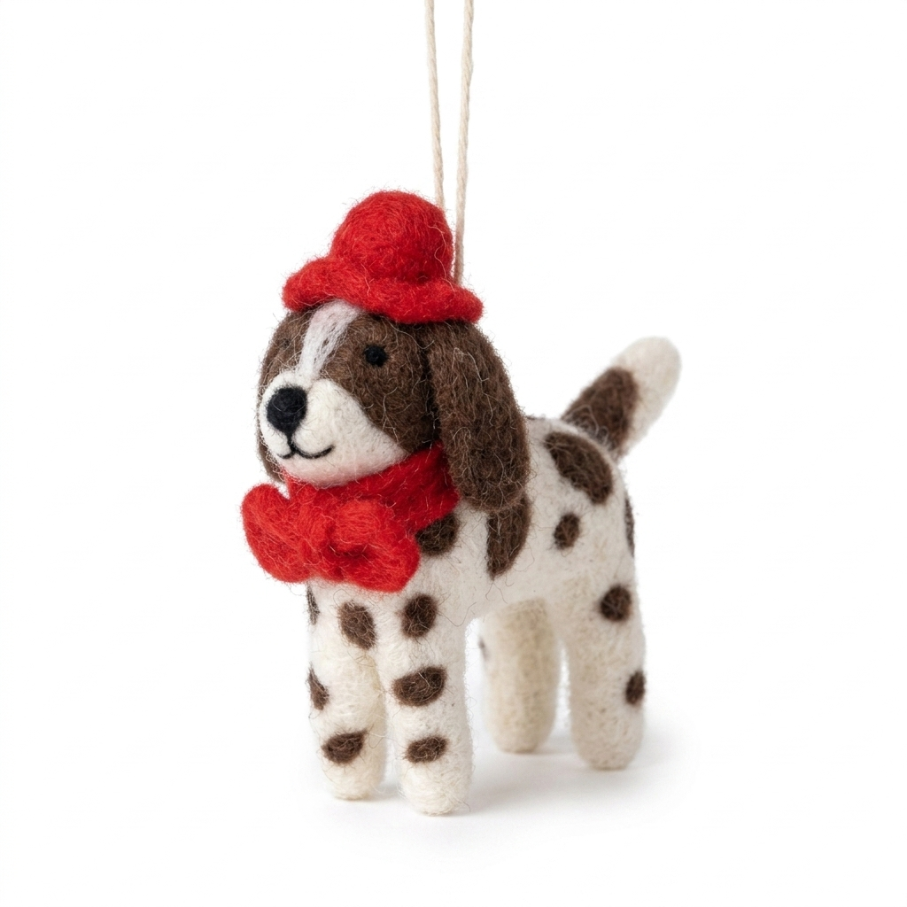 Handmade Wool Felt Spaniel Dog Ornament