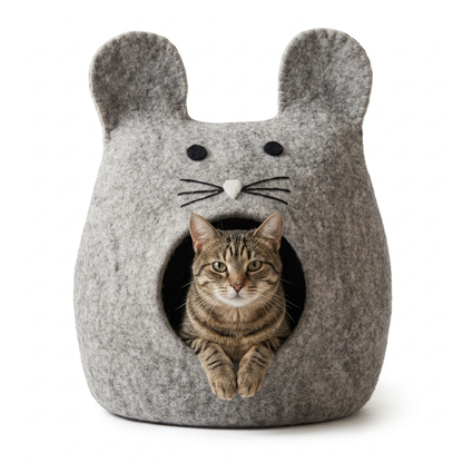 Bunny Ears Wool Cat Cave Bed