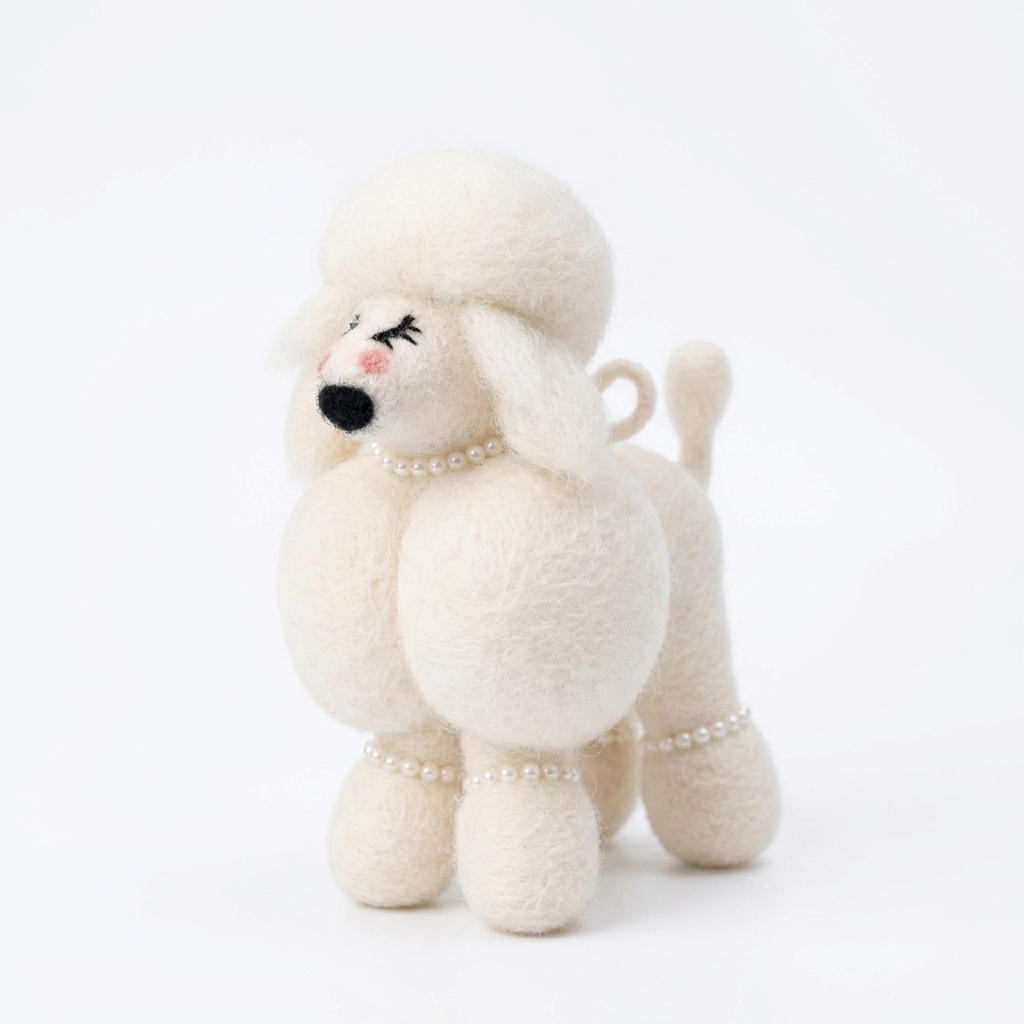 Handmade Wool Felt Poodle Dog Ornament