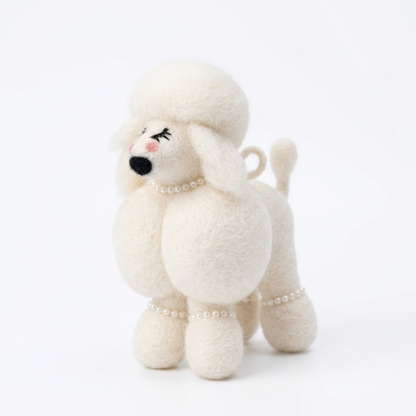 Handmade Wool Felt Poodle Dog Ornament