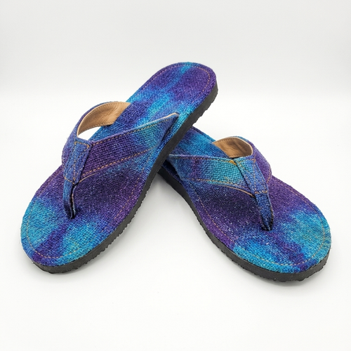 Blue Dye Hemp Flip Flops | Plastic-Free Summer Sandals | Organic Hemp Slippers | Vegan Eco Friendly Handmade Footwear