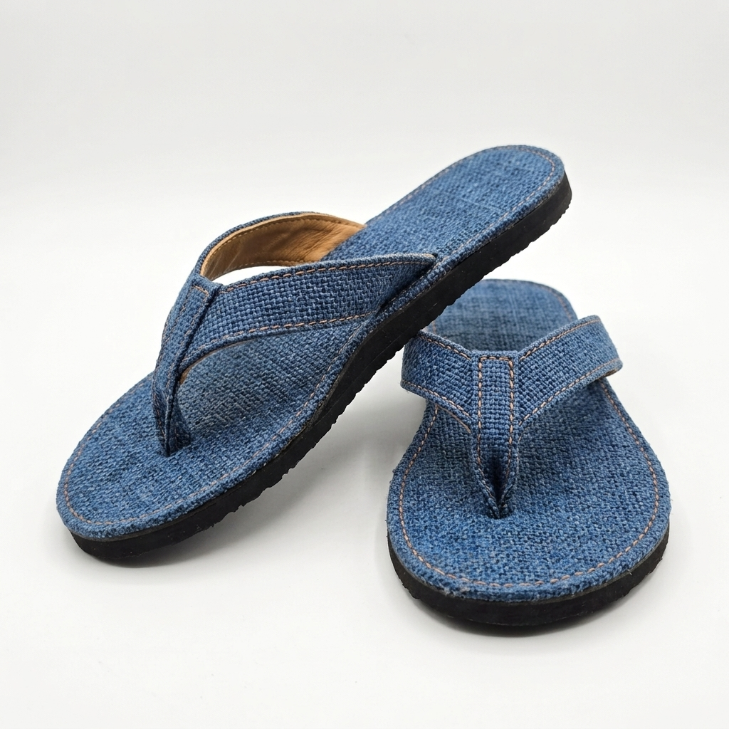 Blue Hemp Flip Flops – Vegan Plastic-Free Summer Sandals | Handmade Organic Hemp Slippers