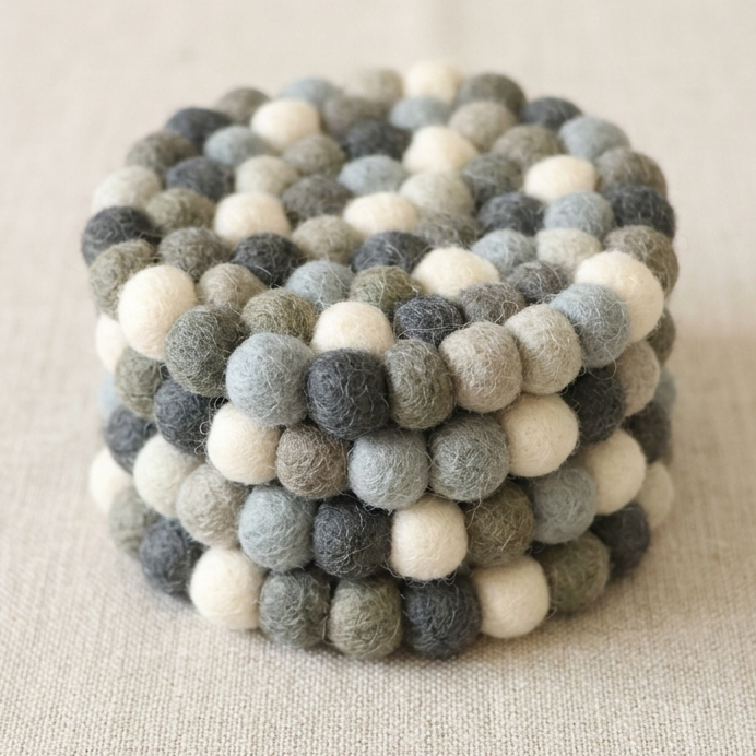 Namaste Artisans Handcrafted Round Wool Felt Coasters - Set of 4