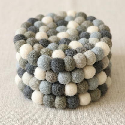 Namaste Artisans Handcrafted Round Wool Felt Coasters - Set of 4