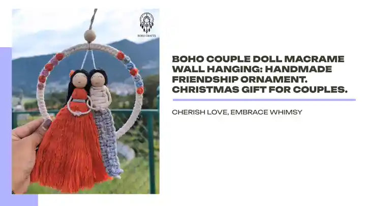 Boho Couple Doll Macrame Wall Hanging: Handmade Friendship Ornament. Christmas gift for couples. by@Outfy