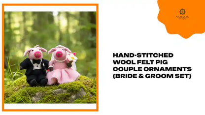 Hand-Stitched Wool Felt Pig Couple Ornaments (Bride &amp; Groom Set) by@Outfy