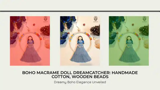 Boho Macrame Doll Dreamcatcher: Handmade Cotton, Wooden Beads by@Outfy