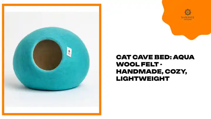 Cat Cave Bed: Aqua Wool Felt - Handmade, Cozy, Lightweight by@Outfy