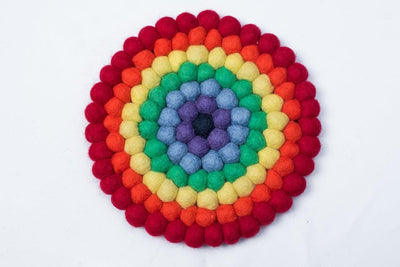 Rainbow Rings Wool Felt Coasters: Round, Square, or Hex Shapes coaster_set