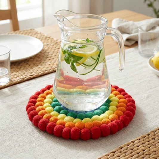 Rainbow Wollfilz Untersetzer Hitzematte – Handgemachter Topfuntersetzer