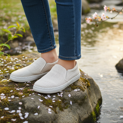 Organic Hemp Slip-On Sneakers (Natural Beige) | Chemical-Free Footwear