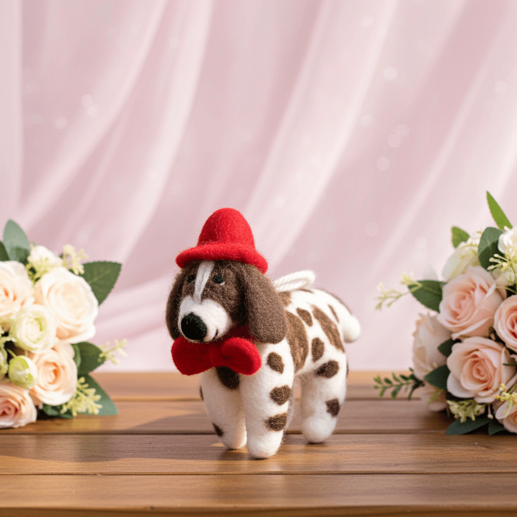 Vegan Wool Felt Dog Ornament: Handmade Holiday Decornamaste artisans