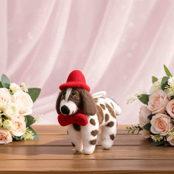 Vegan Wool Felt Dog Ornament: Handmade Holiday Decornamaste artisans