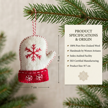 White Christmas Tree Wool Felt Ornament – Handmade & Shatterproof