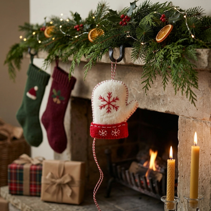 White Christmas Tree Wool Felt Ornament – Handmade & Shatterproof