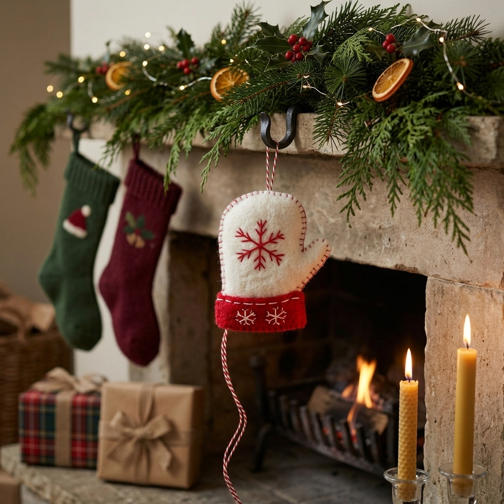 Namaste Artisans White Christmas Tree Wool Felt Ornament – Handmade & Shatterproof