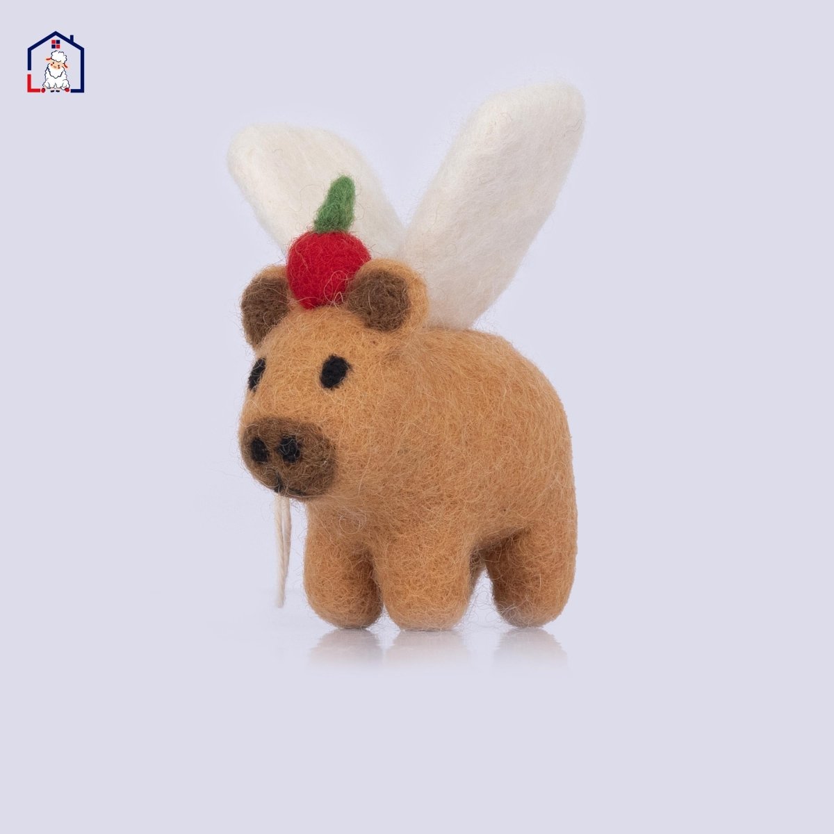 Wool Felt Capybara Christmas Ornament – Handmade in Nepal (Single/Pair/Set of 5) christmas_tree_decor