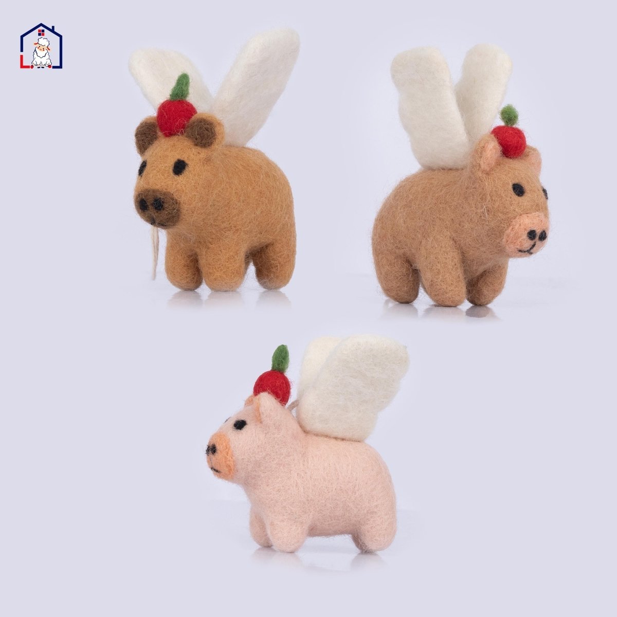 Wool Felt Capybara Christmas Ornament – Handmade in Nepal (Single/Pair/Set of 5) christmas_tree_decor