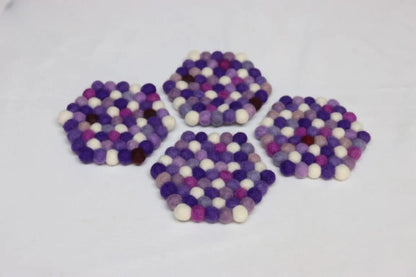 Wool Felt Coaster Set: Plum Violet Shades - Handmade in Nepal coasters_set