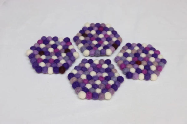 Wool Felt Coaster Set: Plum Violet Shades - Handmade in Nepal coasters_set