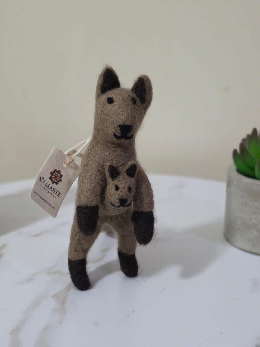 Wool Felt Kangaroo Christmas Ornament – Handmade in Nepal (Single/Pair/Set of 5) client_gift