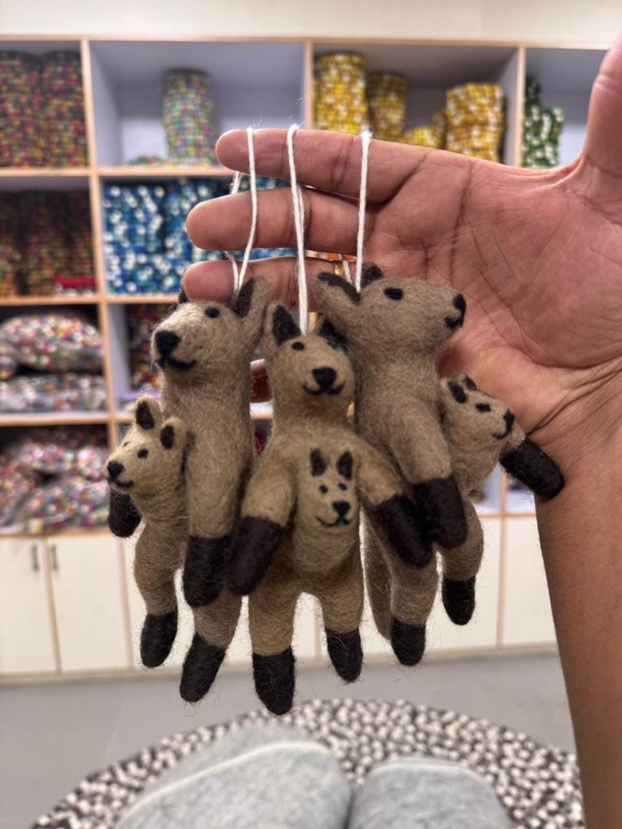Wool Felt Kangaroo Christmas Ornament – Handmade in Nepal (Single/Pair/Set of 5) client_gift