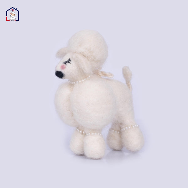 Wool Felt Poodle Dog Christmas Ornament – Handmade in Nepal (Single/Pair/Set of 5) christmas_wall_decor