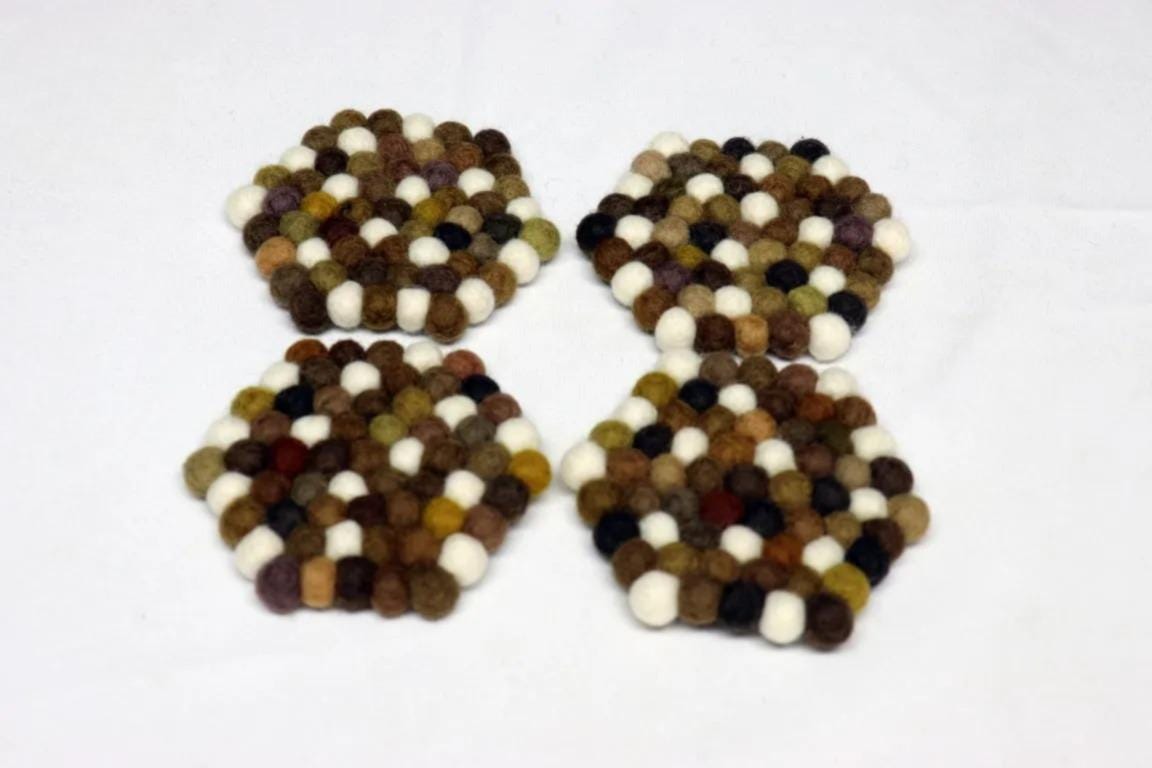 Wool Felt Trivet: Earth Blend Colors - Handmade in Nepal coasters_set