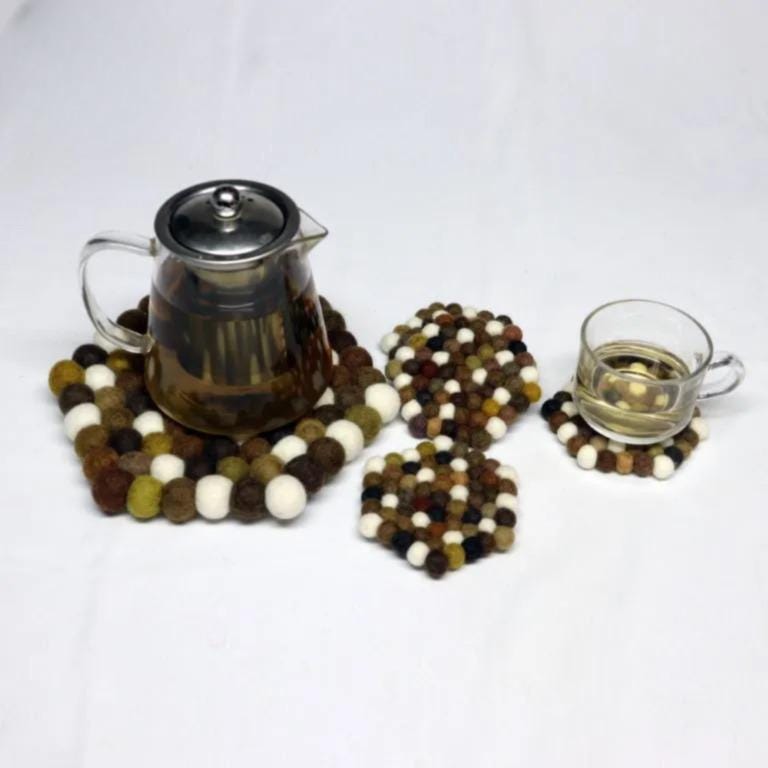 Wool Felt Trivet: Earth Blend Colors - Handmade in Nepal coasters_set