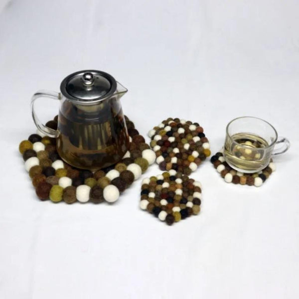 Wool Felt Trivet: Earth Blend Colors - Handmade in Nepal coasters_set