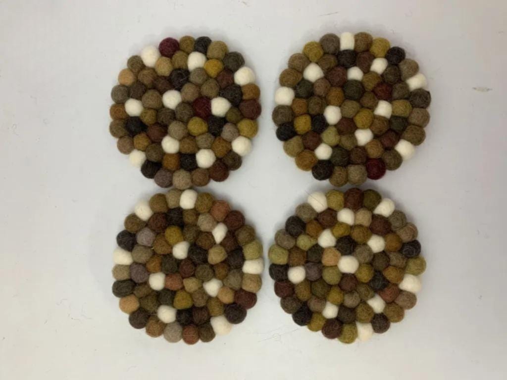 Wool Felt Trivet: Earth Blend Colors - Handmade in Nepal coasters_set