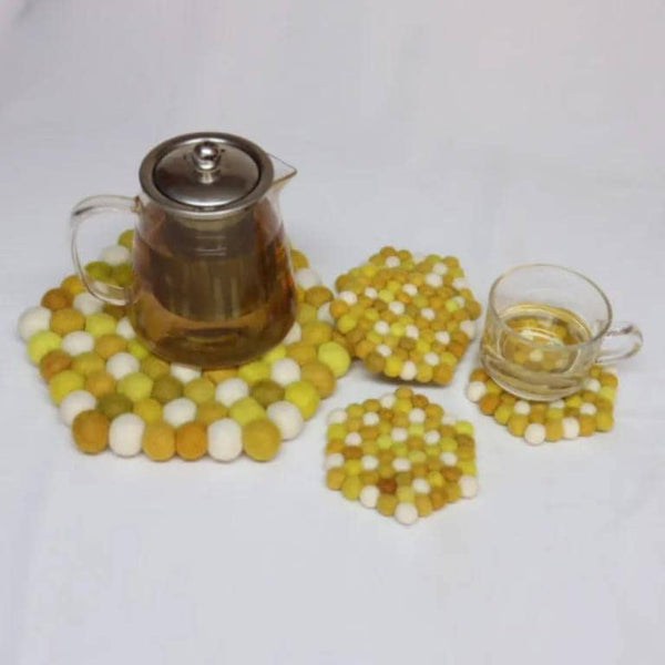 Wool Felt Trivet: Mustard Honey Shades (Round, Square, Hex Options) earth_tones