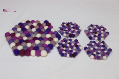 Wool Felt Trivet: Plum Violet Jewel Tone - Handmade in Nepal cozy_decor