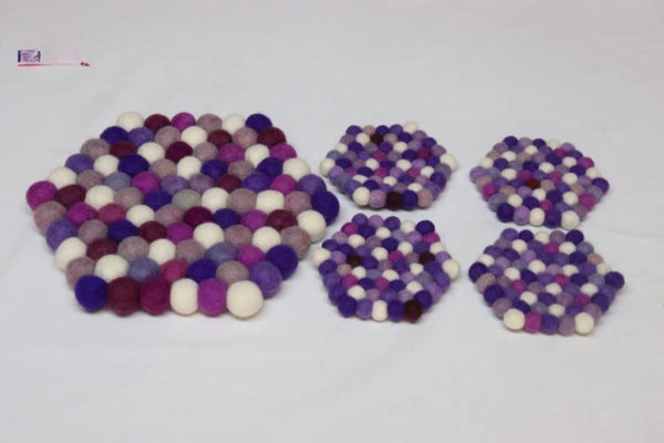Wool Felt Trivet: Plum Violet Jewel Tone - Handmade in Nepal cozy_decor