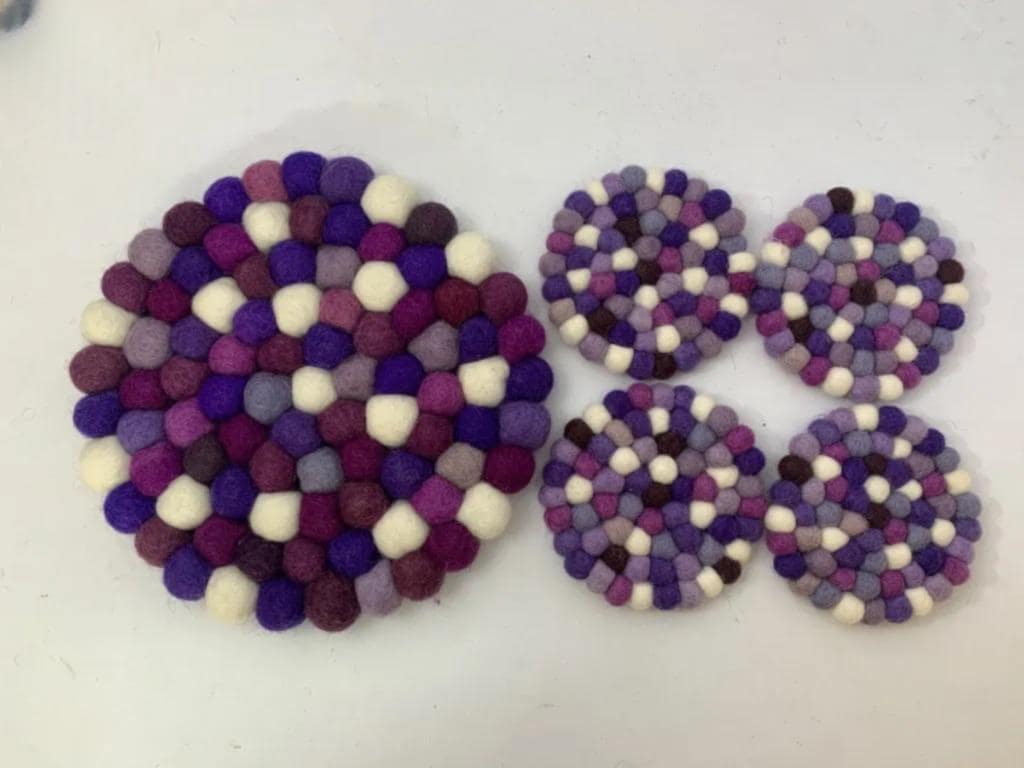 Wool Felt Trivet: Plum Violet Jewel Tone - Handmade in Nepal cozy_decor