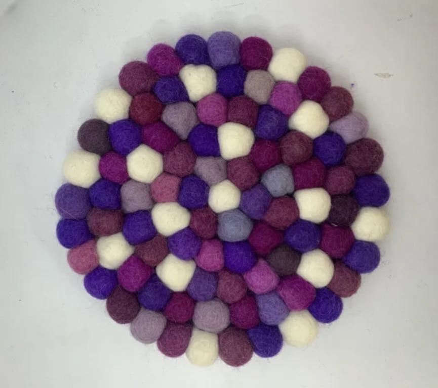 Wool Felt Trivet: Plum Violet Jewel Tone - Handmade in Nepal cozy_decor