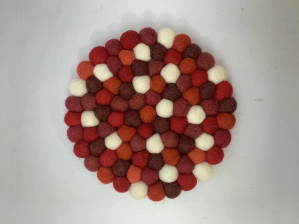 Wool Felt Trivet, Red Cozy Table Decor (Round, Square, Hex) coasters_set