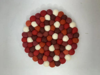 Wool Felt Trivet, Red Cozy Table Decor (Round, Square, Hex) coasters_set