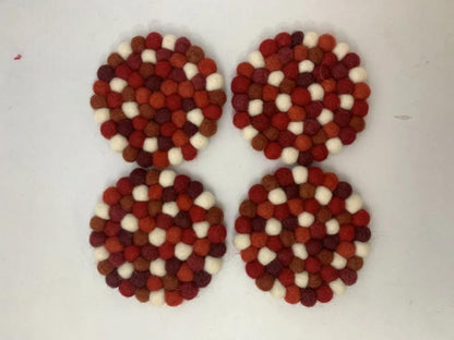 Wool Felt Trivet, Red Cozy Table Decor (Round, Square, Hex) coasters_set