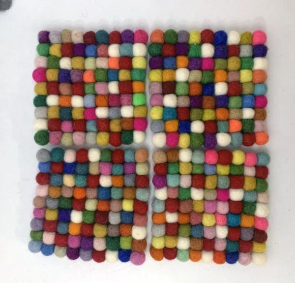 Wool Felt Trivet: Vibrant Confetti Mix (Multiple Shapes Available) cozy_decor