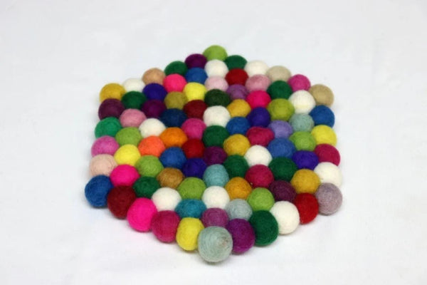 Wool Felt Trivet: Vibrant Confetti Mix (Multiple Shapes Available) cozy_decor