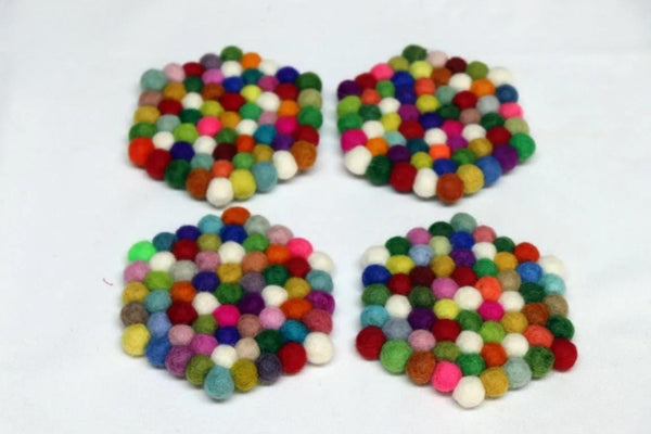 Wool Felt Trivet: Vibrant Confetti Mix (Multiple Shapes Available) cozy_decor