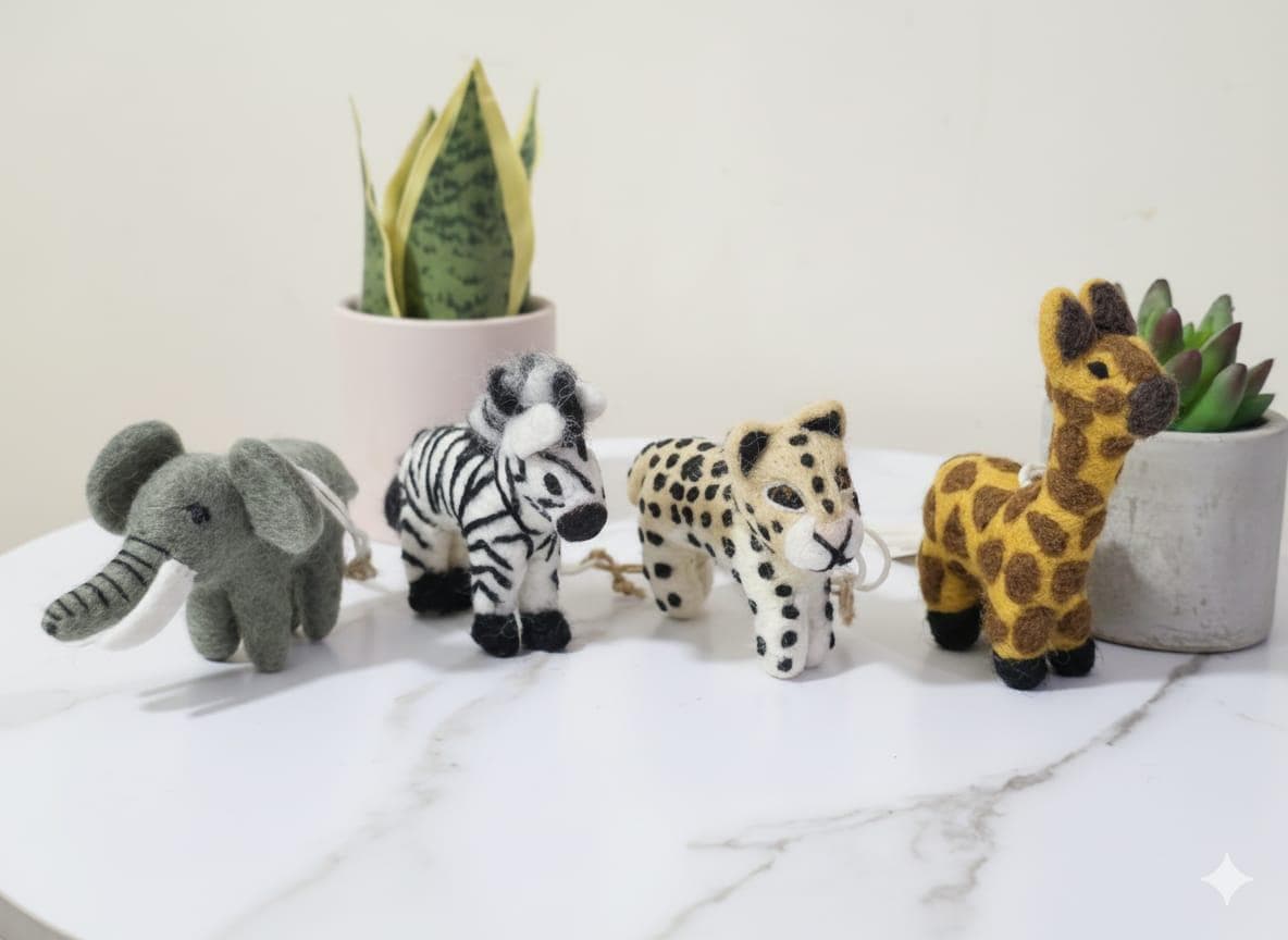 Wool Felt Zebra Christmas Ornament – Handmade in Nepal (Single/Pair/Set of 5) client_gift
